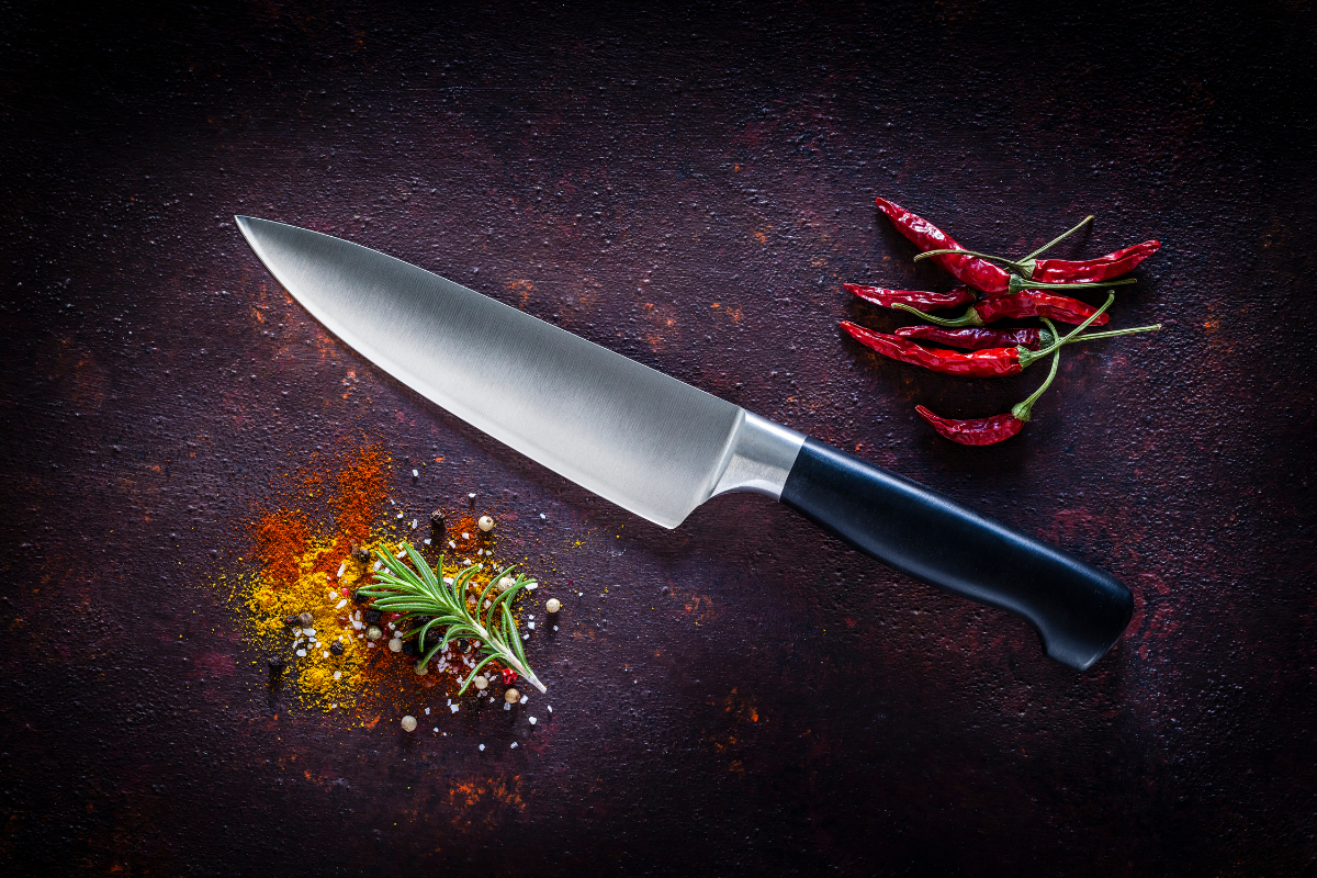 cuchillo, aji, fondo oscuro